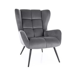 Fotel LOUIS Velvet Szary/Czarny Mat