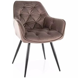 Krzesło CHERRY Velvet Cappuccino/Czarny Mat