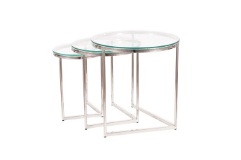 Ława Zestaw Trinity 56/45/35x56/51/46 Transparentny/Srebrny