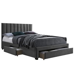 Łóżko GRACE z Szufladami Velvet 160x200 cm Popiel