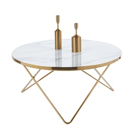 Ława L12-FX (G) fi80 Biały Marmur/Złoty