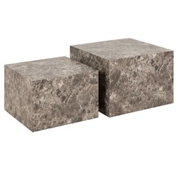 Zestaw 2 Stolików Kawowych DICE Marmur Brązowy