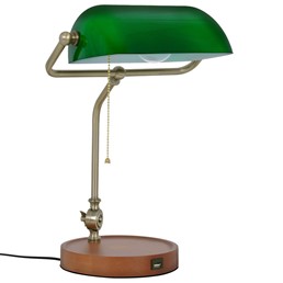 Lampa Biurkowa Bankierka BANK K-MT-208 Zielony/Złoty Antyczny
