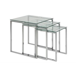 Zestaw Stolików KATRINE Szkło/Chrom