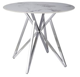 Stół MURANO fi90 Chrom/Biały Połysk