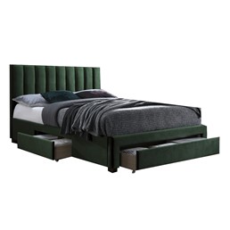 Łóżko GRACE z Szufladami Velvet 160x200 cm Ciemnozielony