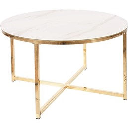 Ława SALMA Fi80 Biały Efekt Marmuru/Złoty