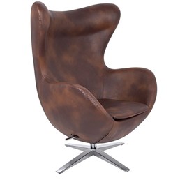 Fotel EGG Szeroki PU Brąz/Koniak