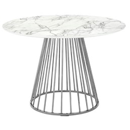 Stół GLAM MARBLE Fi110cm Biały/Chrom