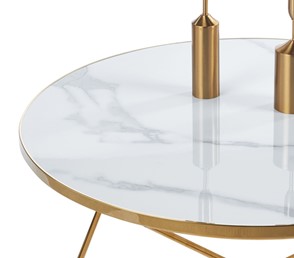 Ława L12-FX (G) fi80 Biały Marmur/Złoty