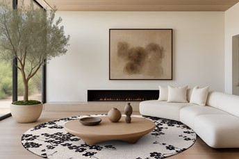 Dywan SAKURA NIGHT SNOW ROUND 9835 Fi240cm Biały/Czarny