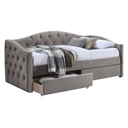 Łóżko ALOHA VELVET z Szufladami 90x200 cm Beżowy