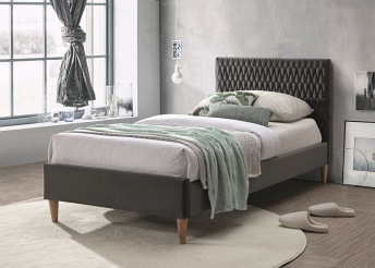 ŁÓŻKO AZURRO VELVET 90X200 KOLOR SZARY/DĄB BL