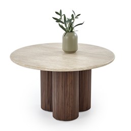 Ława DOROTEA fi80 Trawertyn/Orzechowy