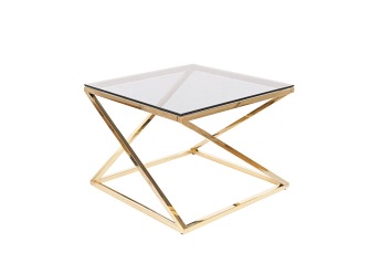 Ława LIAM Szkło Dymione/Złoty