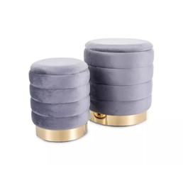 Zestaw Puf BRITTA Velvet Szary