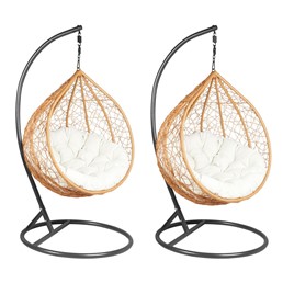 Zestaw 2 Foteli Ogrodowych F-03 L+XL Naturalny/Czarny