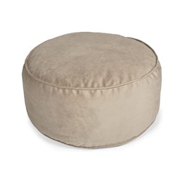 Duża Okrągła Welurowa Pufa 71x32 Beżowy