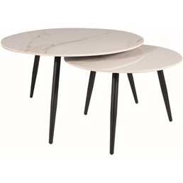 Ława KORA D fi80/60 Czarny/Biały Efekt Marmur