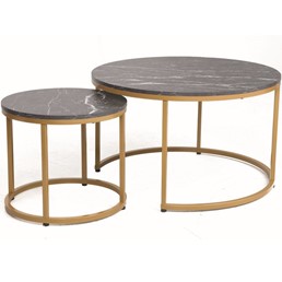 Ława DION fi80/48 Złoty/Czarny Efekt Marmuru