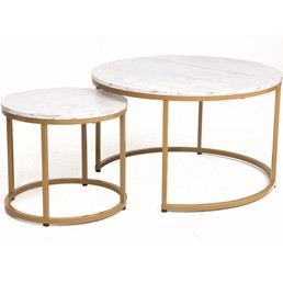 Ława DION fi80/48 Złoty/Biały Efekt Marmuru