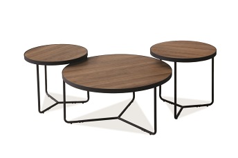 Ława Zestaw DEMETER II fi80 fi50 fi50 Orzech/Czarny